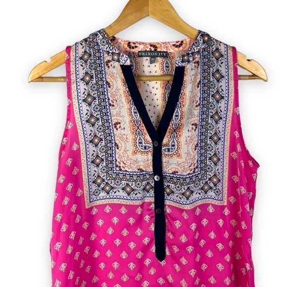 4 for $20 SALE! Brixton Ivy Stitch Fix Bixby Clover Popover Top, Bright Pink, XS - Picture 2 of 10